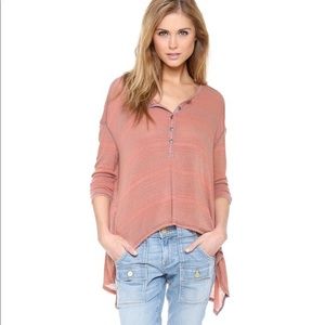 Free People Slinky Hacci Top in Dove Grey Combo M